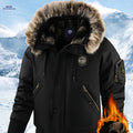 LEDUNTINO Men's Heavy-Duty Winter Jacket - Hooded, Full Zipper, Durable   OAXG Black / FR XS