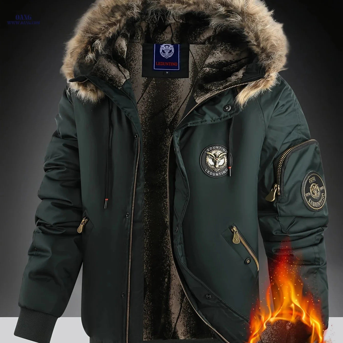 LEDUNTINO Men's Hooded Coat - Sturdy Zipper, Perfect for Travel   OAXG 