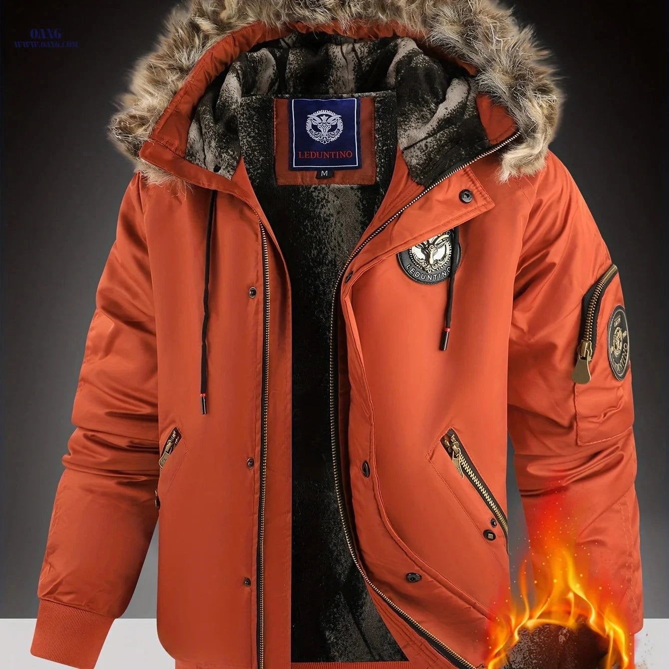 LEDUNTINO Men's Hooded Coat - Sturdy Zipper, Perfect for Travel   OAXG 
