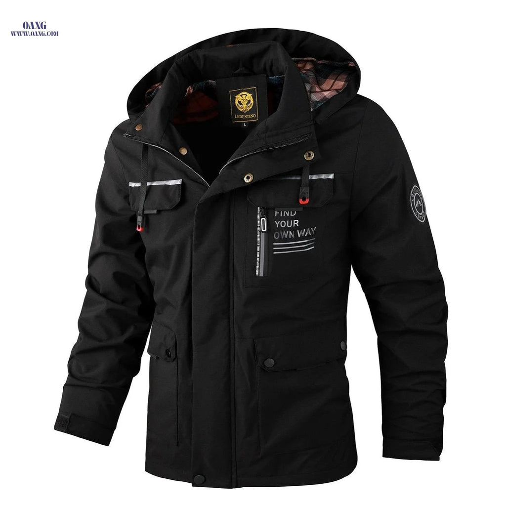 LEDUNTINO Men's Lightweight Windbreaker Jacket - Casual Spring/Fall Style   OAXG Black / FR XL