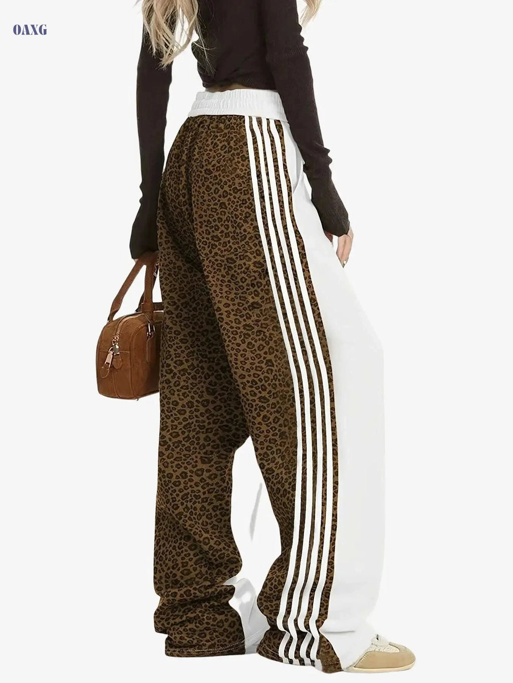 Leopard Print Slimming Pants - Casual Wide-Leg Design for Women   OAXG Mixed Color / S