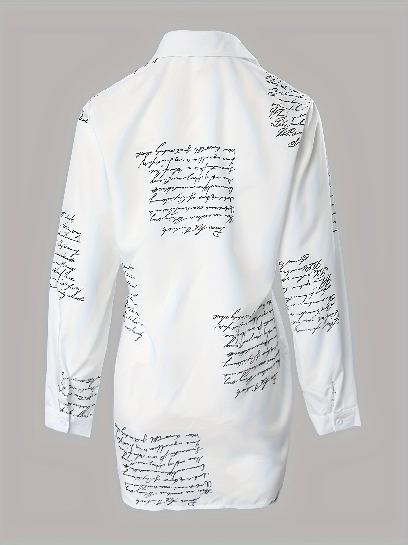 Letter Print Shirt, Casual Button Front Long Sleeve Shirt, Women's Clothing   OAXG White / S