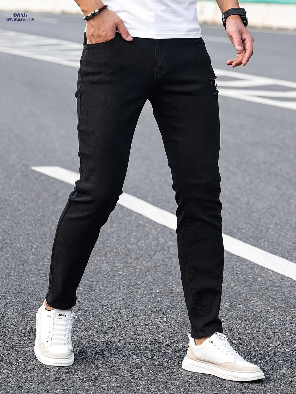 Light Blue Skinny Jeans - Stretch Denim Pants for Casual & Formal Wear   OAXG Light Blue / FR 38