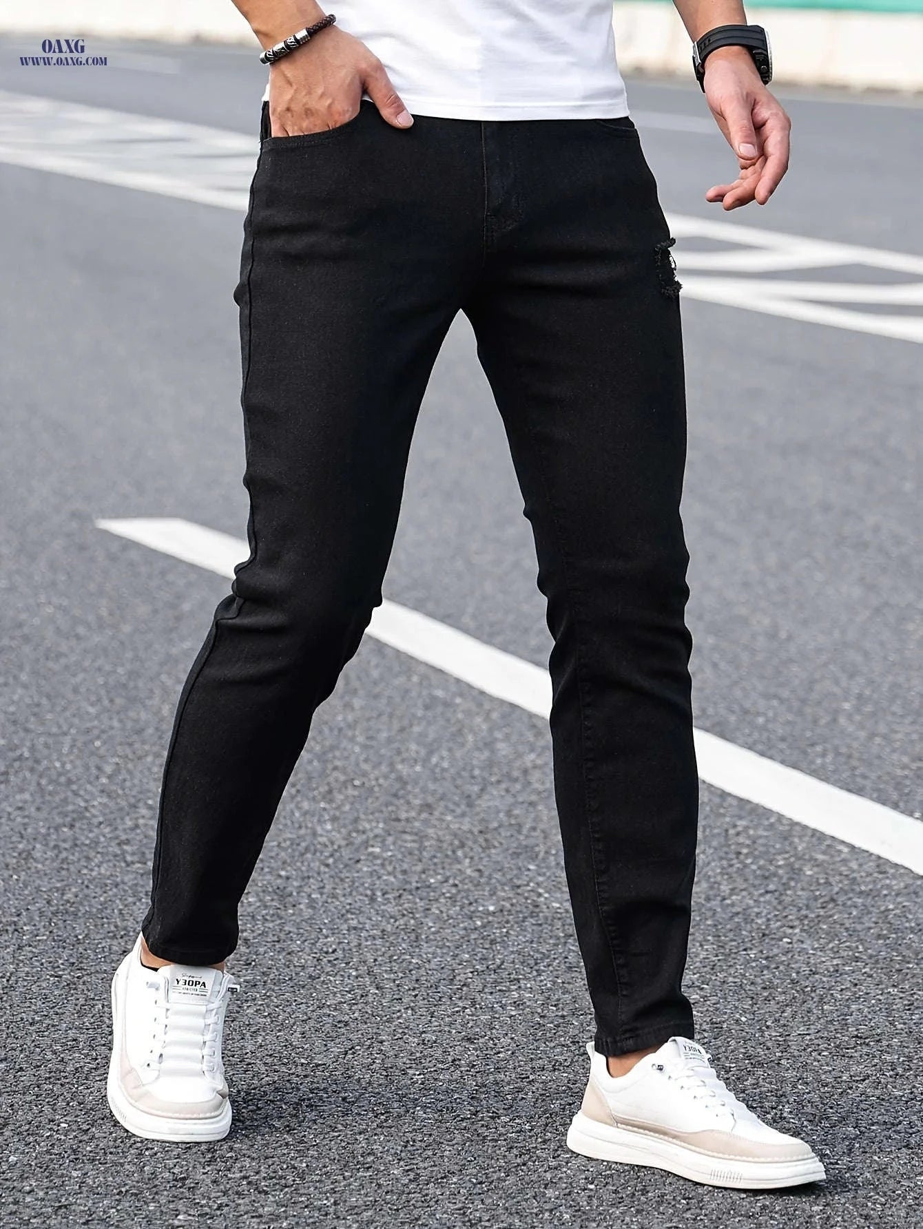 Light Blue Skinny Jeans - Stretch Denim Pants for Casual & Formal Wear   OAXG Light Blue / FR 38