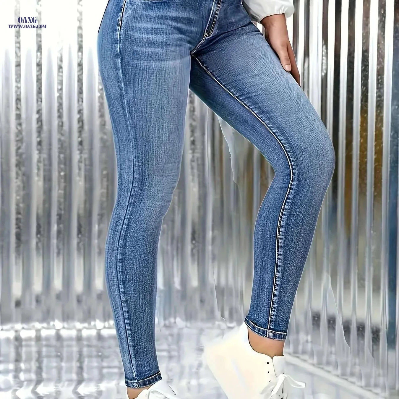 Light Blue Women's Skinny Jeans - High Stretch & Mid-Rise Comfort   OAXG Sky Blue / XS