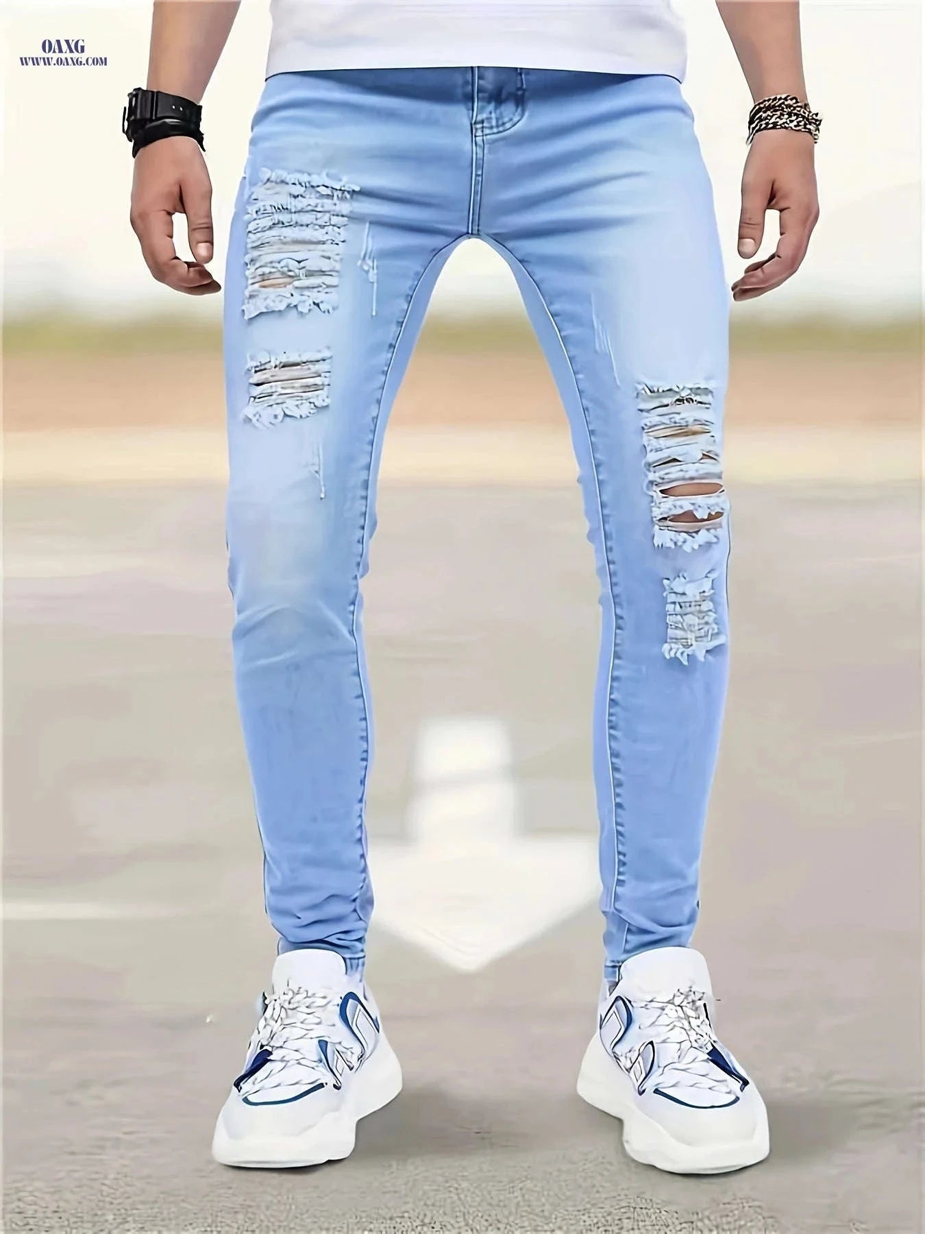 Light Washed Denim Slim Fit Pants - Stylish Cropped Jeans for Spring   OAXG 