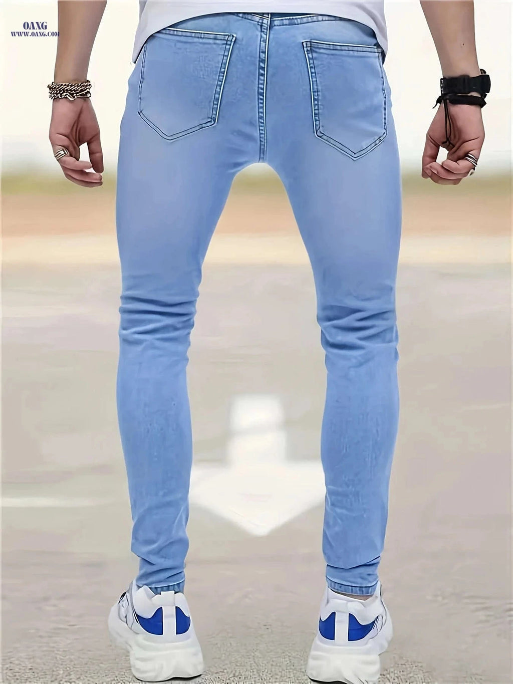 Light Washed Denim Slim Fit Pants - Stylish Cropped Jeans for Spring   OAXG 