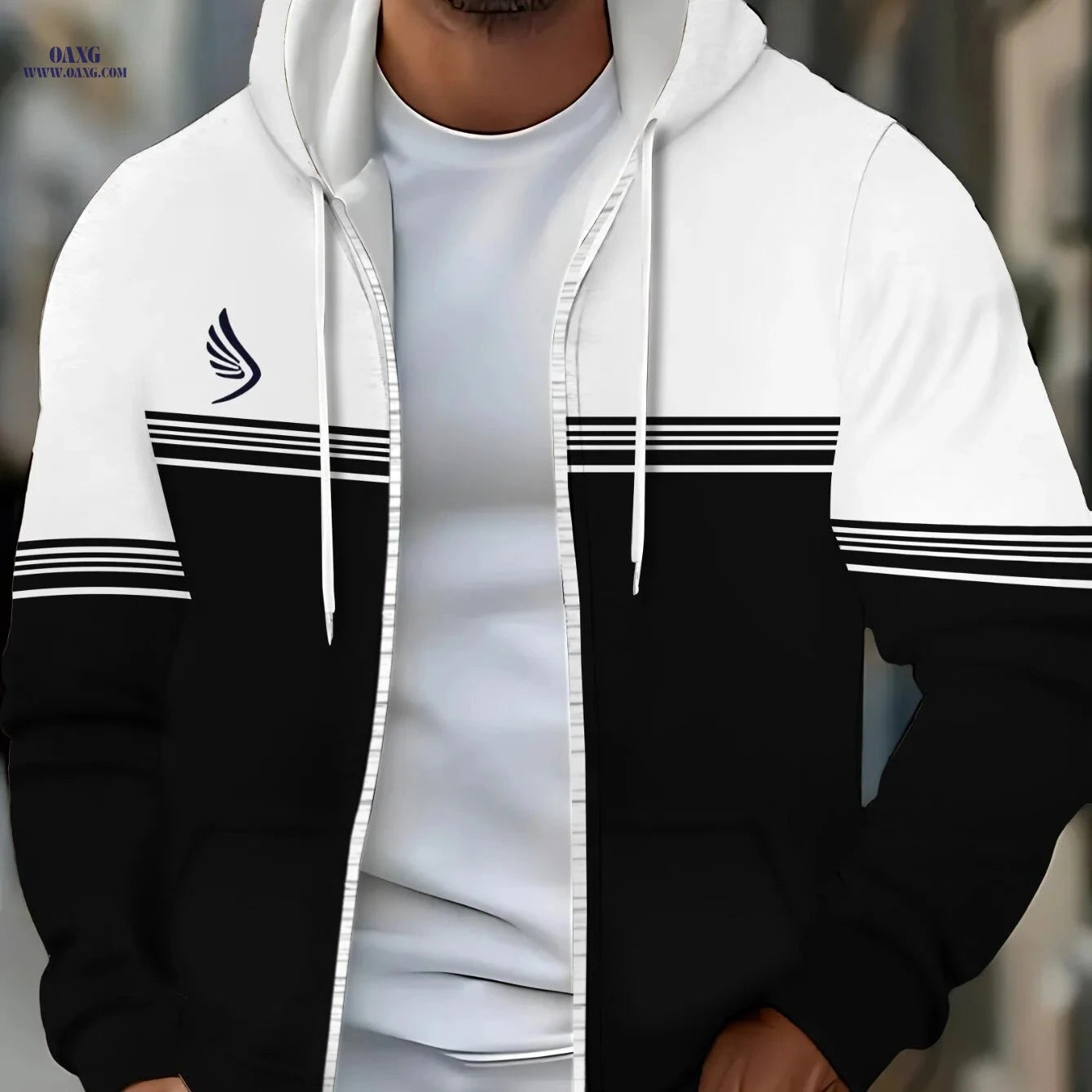 Lightweight Black and White Hoodie - Comfortable Fit for Casual Wear   OAXG Multicolor / FR M