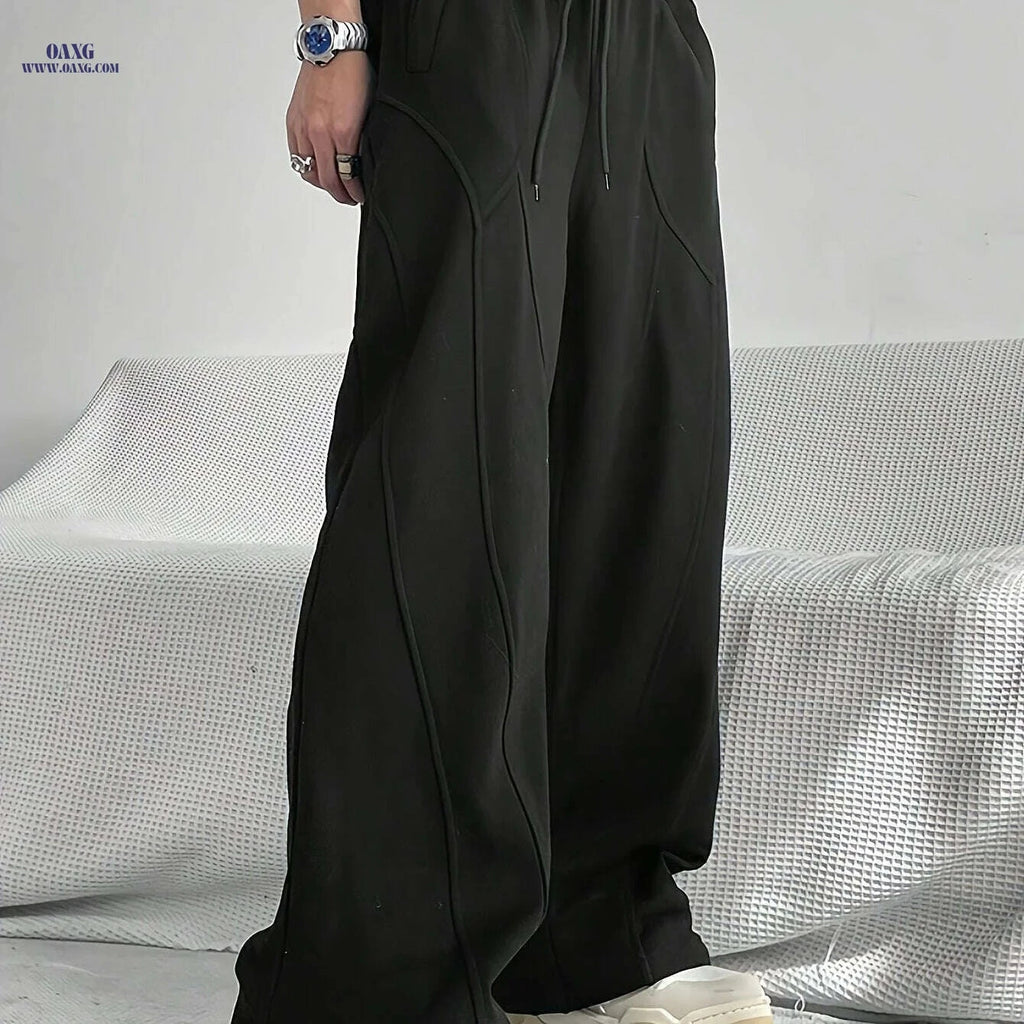 Lightweight Casual Men's Sweatpants - Loose Fit Drawstring for Comfort   OAXG Black / S