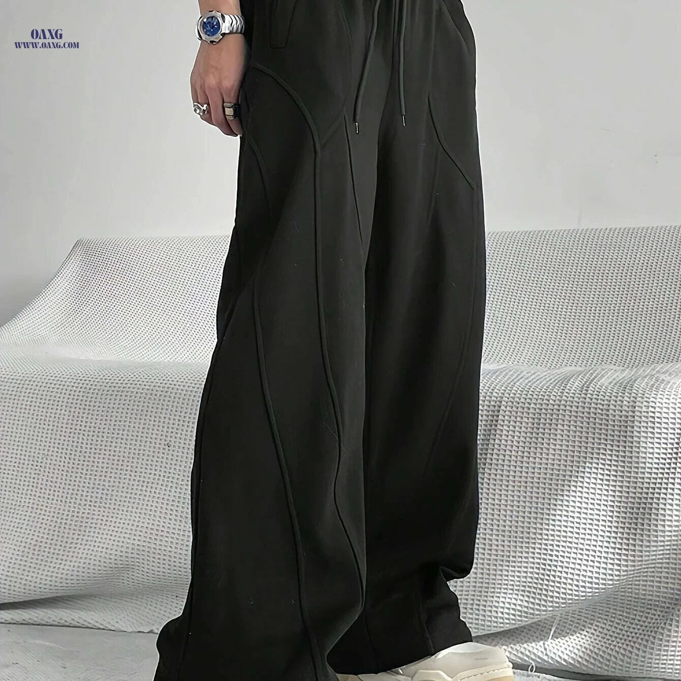 Lightweight Casual Men's Sweatpants - Loose Fit Drawstring for Comfort   OAXG Black / S