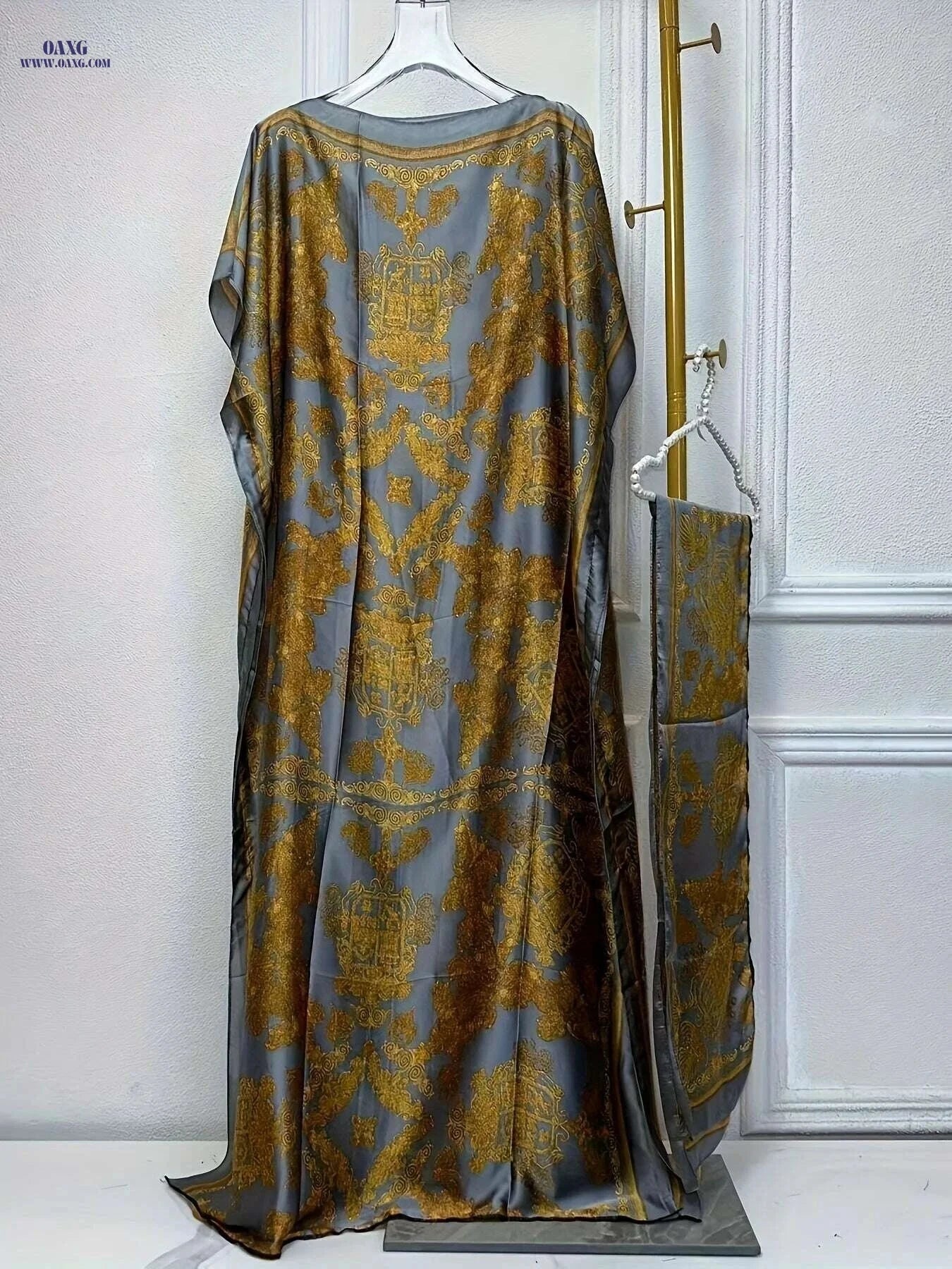 Lightweight Floral Print Abaya Dress - Women's Maxi with Scarf   OAXG Black / One-size