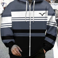 Lightweight Gray and White Striped Hoodie for Outdoor Sports Events   OAXG 