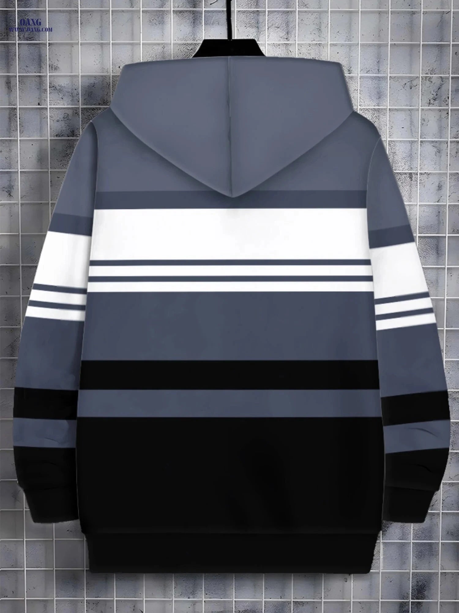 Lightweight Gray and White Striped Hoodie for Outdoor Sports Events   OAXG Multicolor / FR M