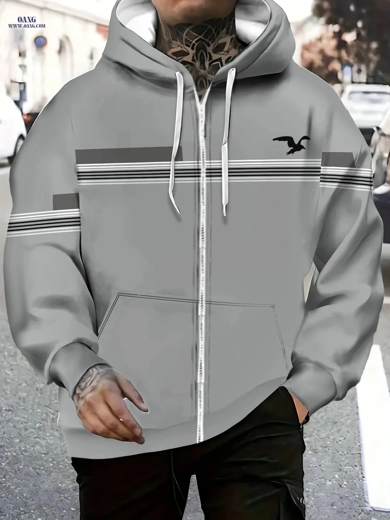 Lightweight Gray Hoodie - Durable & Breathable for Outdoor Activities   OAXG 