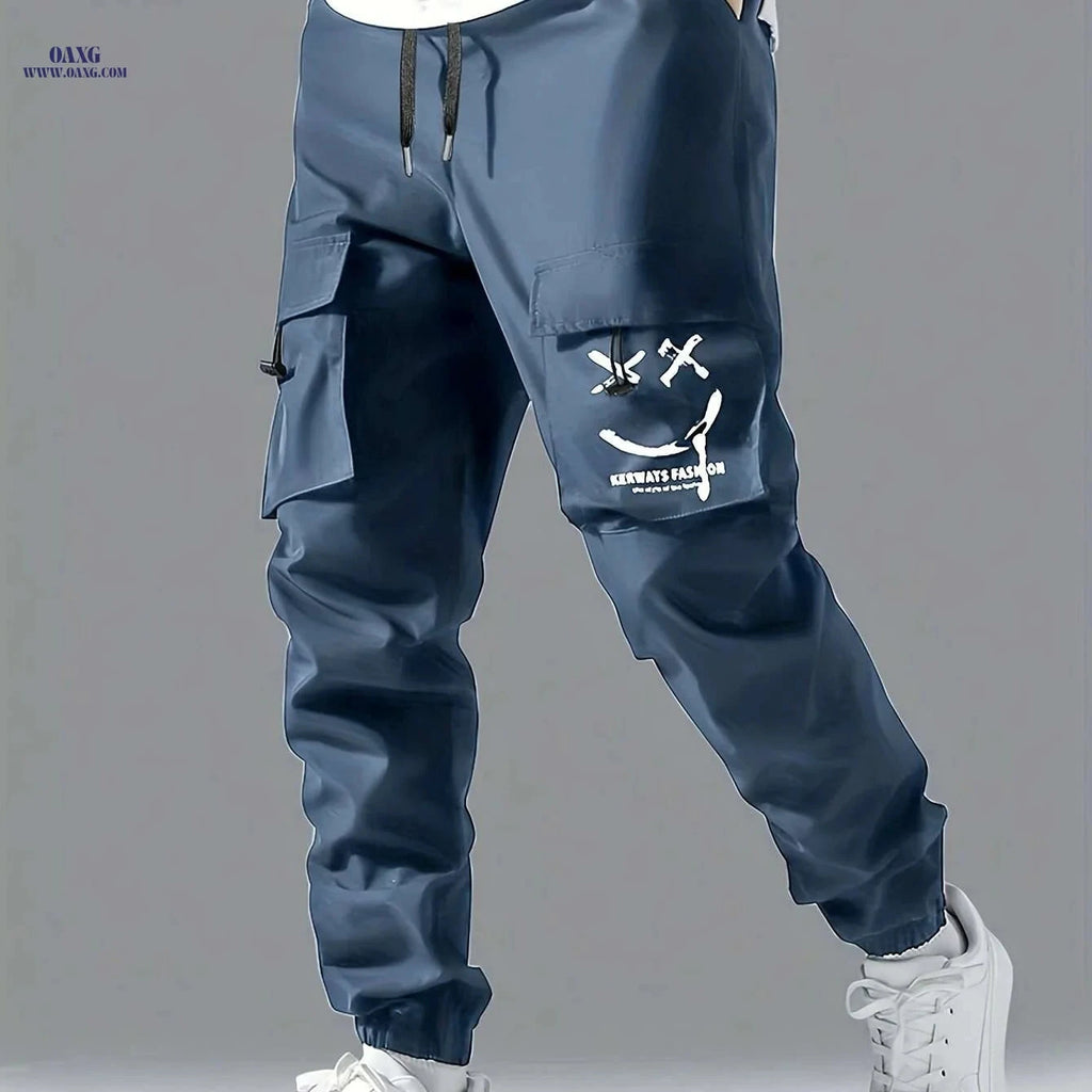 Lightweight Men's Cargo Pants - Casual Style with Multiple Pockets   OAXG Blue / S