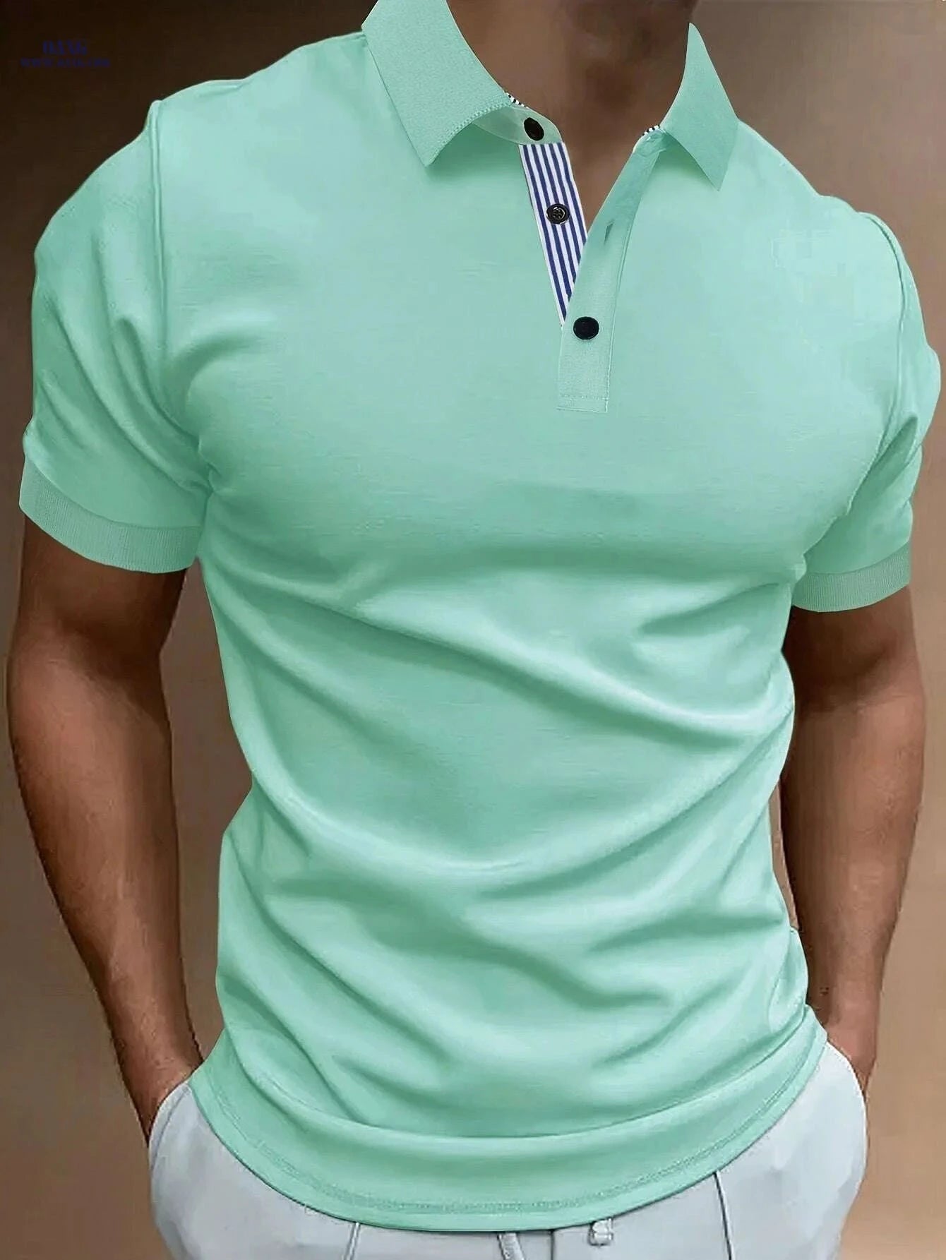 Lightweight Men's Casual Polo Shirt - Short Sleeve, Solid White   OAXG 