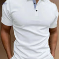 Lightweight Men's Casual Polo Shirt - Short Sleeve, Solid White   OAXG White / S