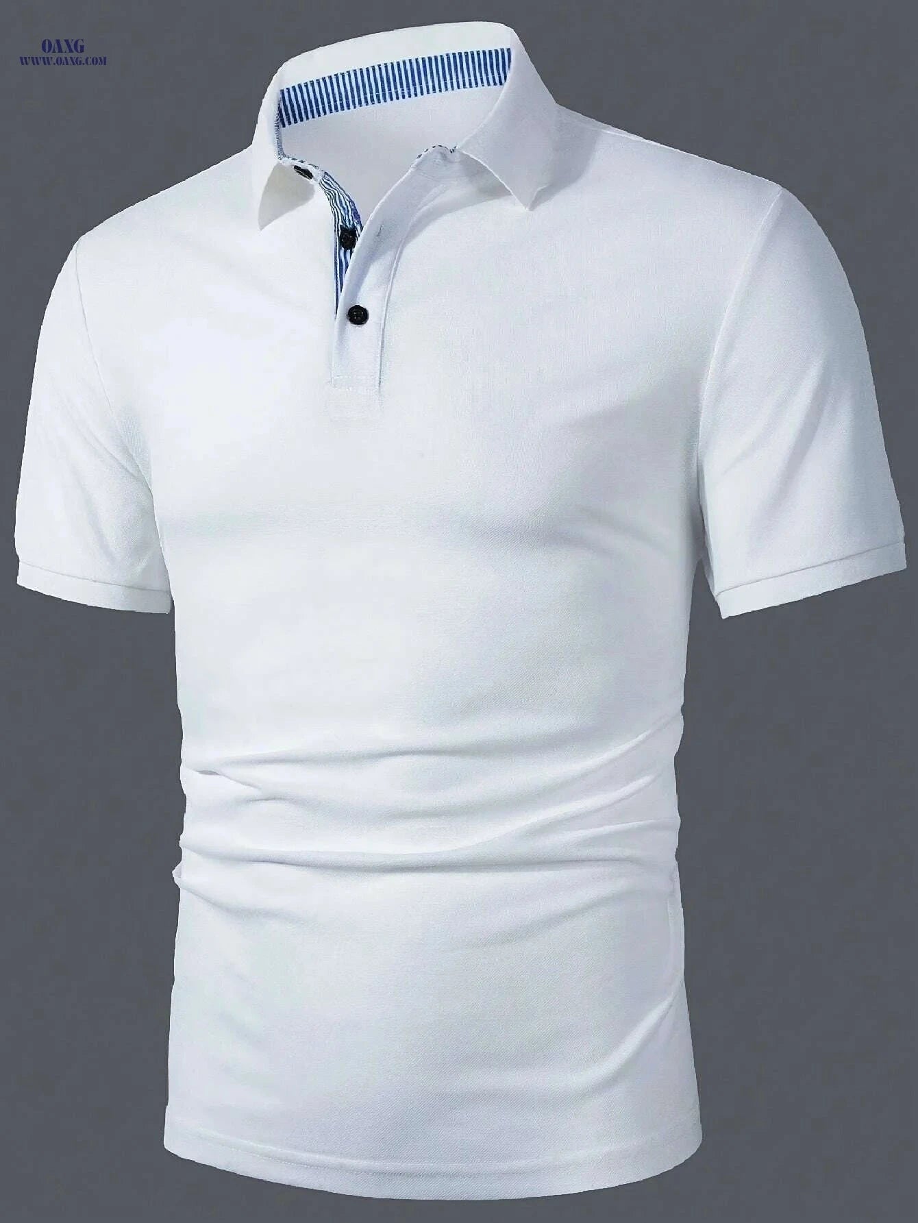 Lightweight Men's Casual Polo Shirt - Short Sleeve, Solid White   OAXG White / S