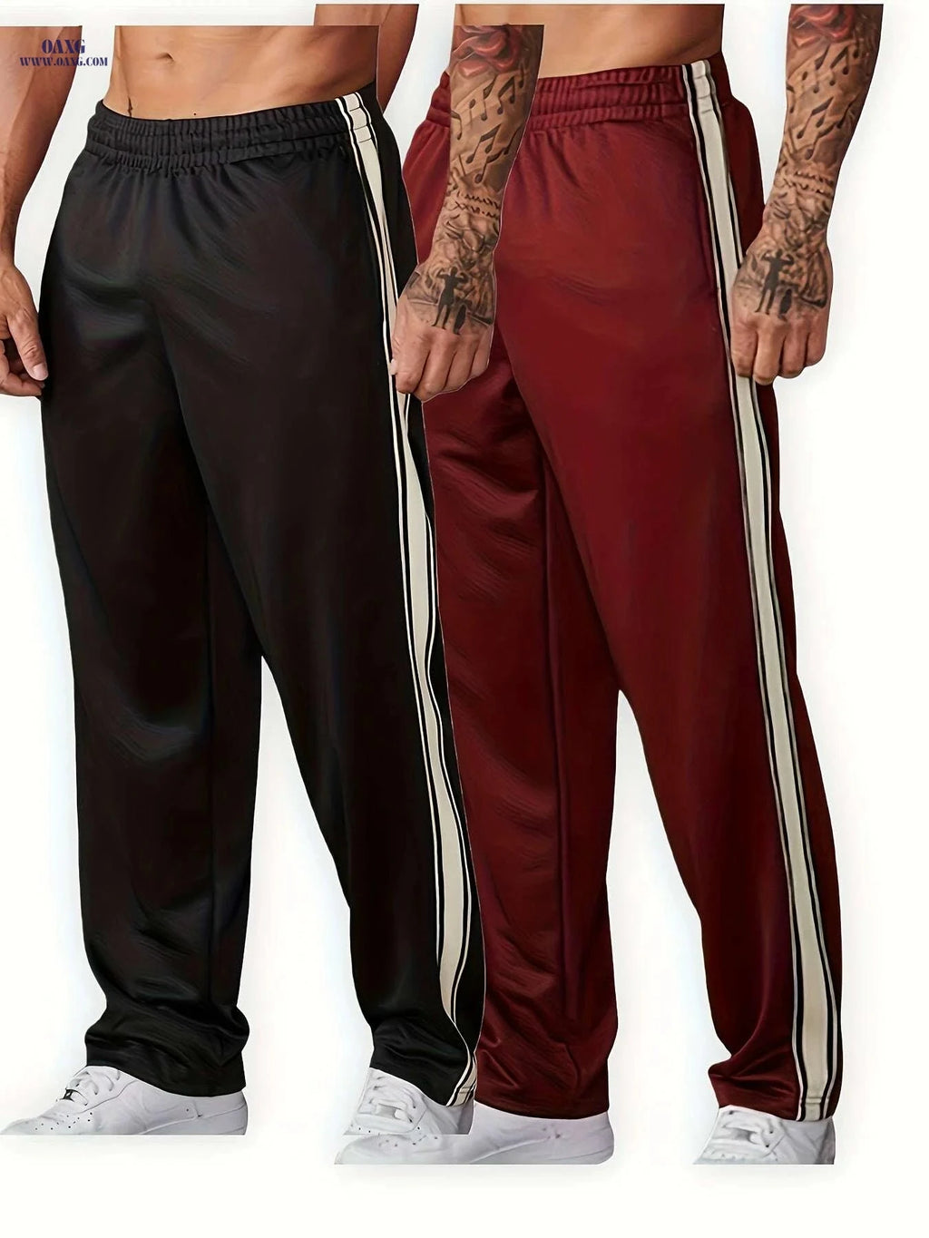 Lightweight Men's Casual Sweatpants - Comfy Loose Fit for Sports   OAXG Black + Navy Blue / S
