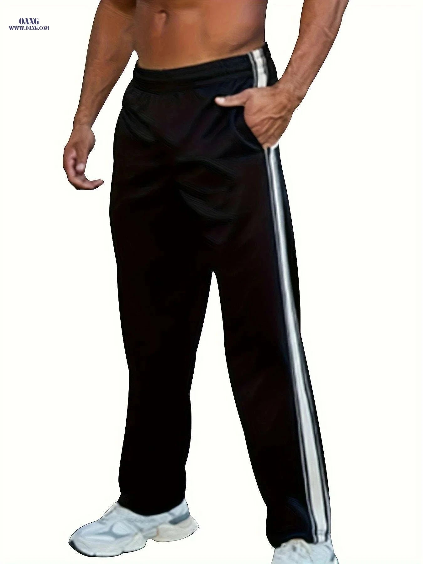 Lightweight Men's Casual Sweatpants - Comfy Loose Fit for Sports   OAXG Black + Navy Blue / S