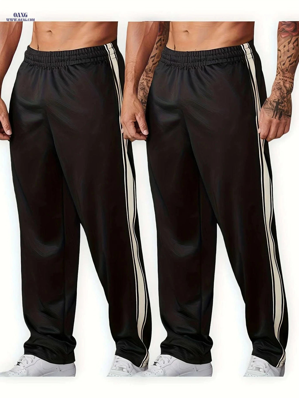 Lightweight Men's Casual Sweatpants - Comfy Loose Fit for Sports   OAXG Black + Navy Blue / S
