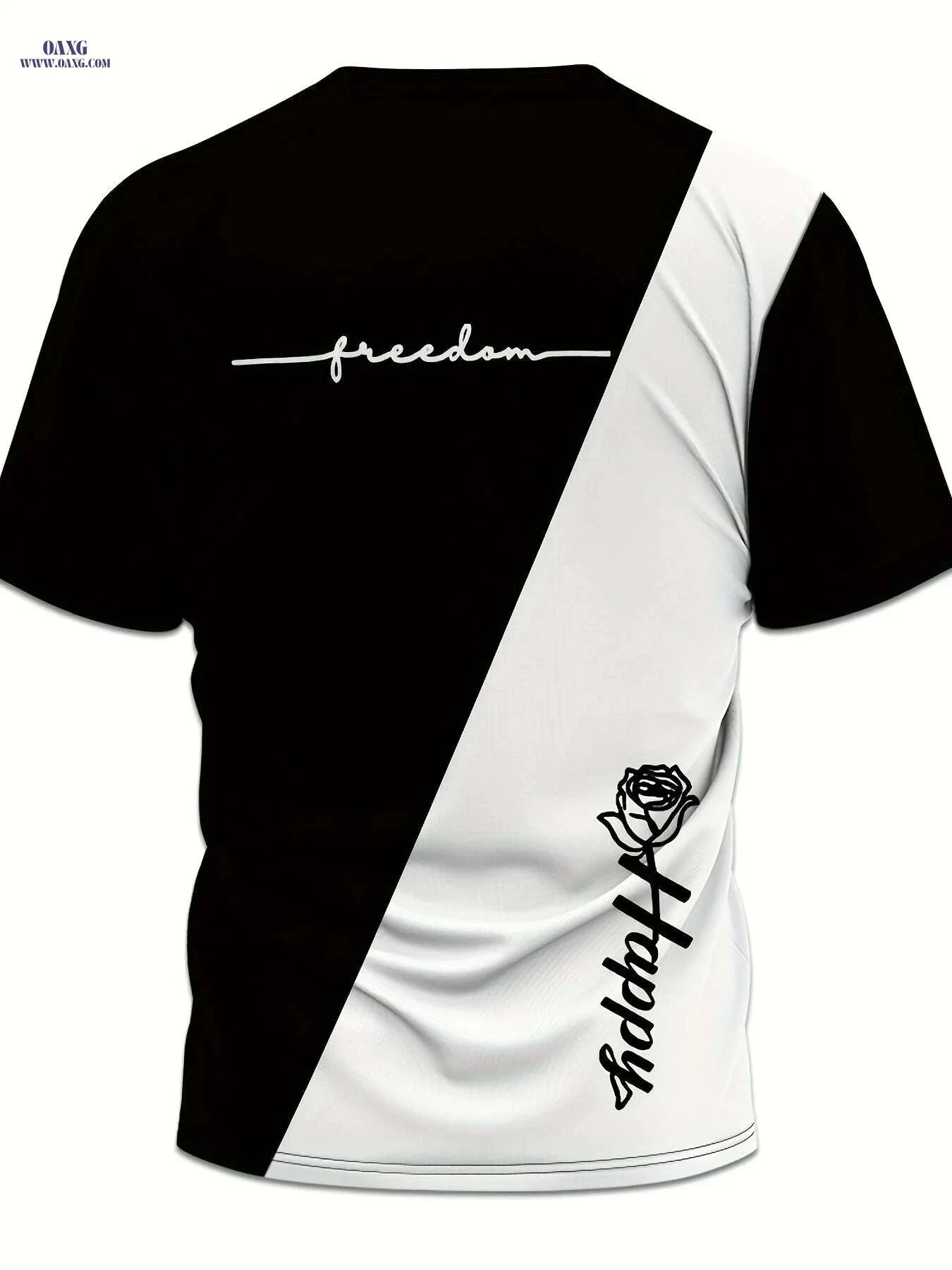Lightweight Men's Color Block Tee - Stylish Black & White Crewneck   OAXG 