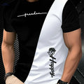 Lightweight Men's Color Block Tee - Stylish Black & White Crewneck   OAXG Mixed Color / XXS