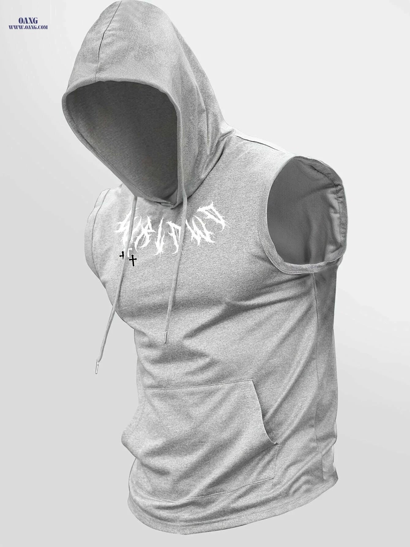 Lightweight Men's Floral Print Hooded Tank Top - Casual Sportswear   OAXG 