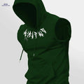 Lightweight Men's Floral Print Hooded Tank Top - Casual Sportswear   OAXG Dark Green / S