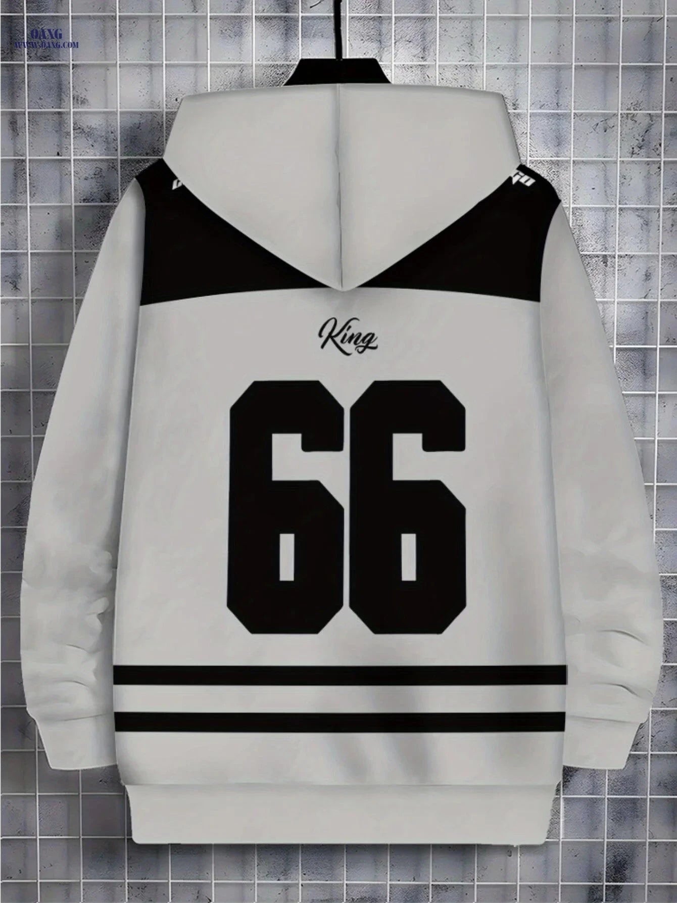 Lightweight Polyester Hoodie for Outdoor Sports - Grey with Black Stripes   OAXG 