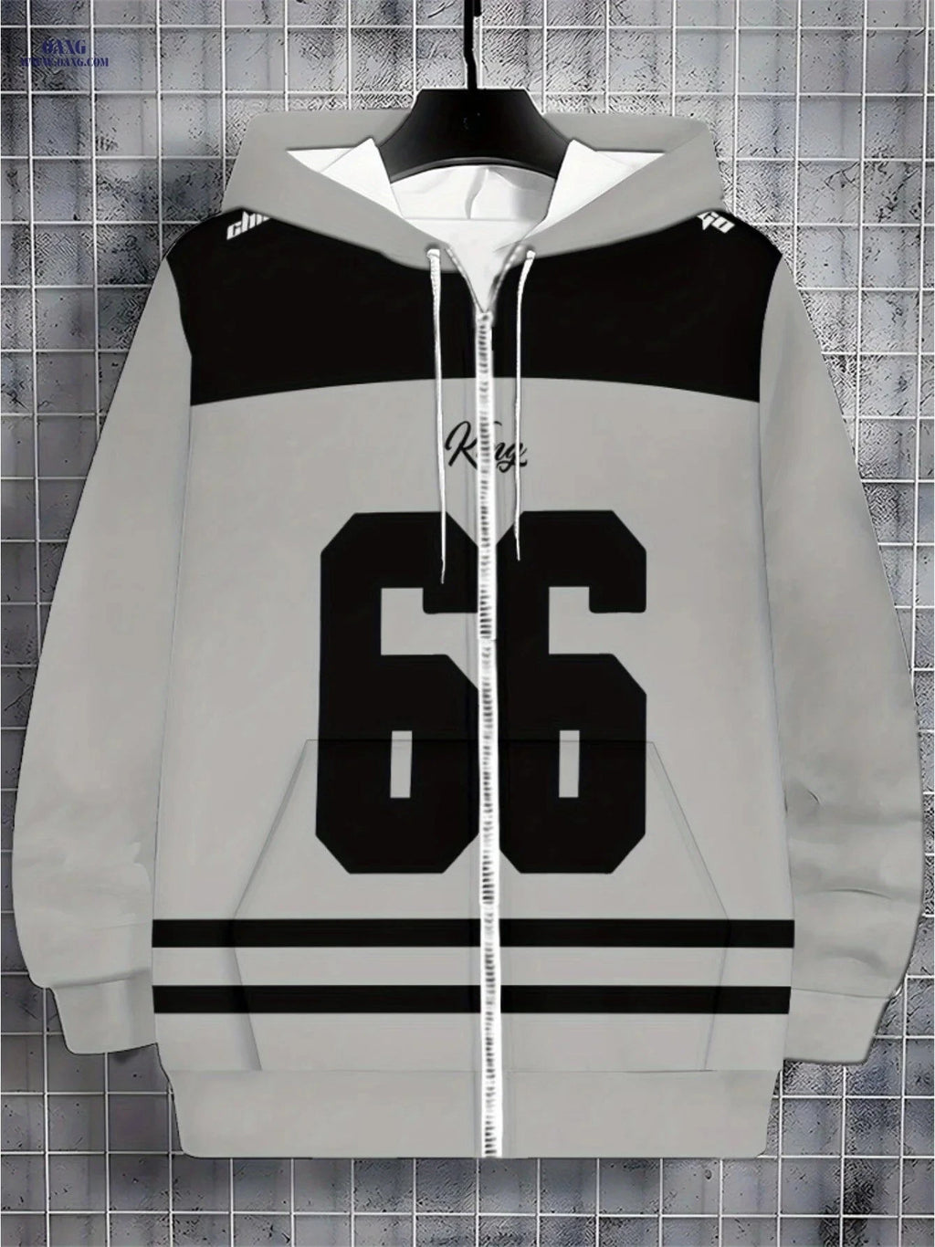 Lightweight Polyester Hoodie for Outdoor Sports - Grey with Black Stripes   OAXG 【Multicolor】 / FR M