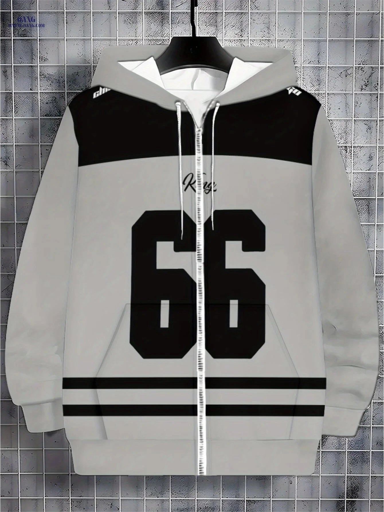 Lightweight Polyester Hoodie for Outdoor Sports - Grey with Black Stripes   OAXG 【Multicolor】 / FR M