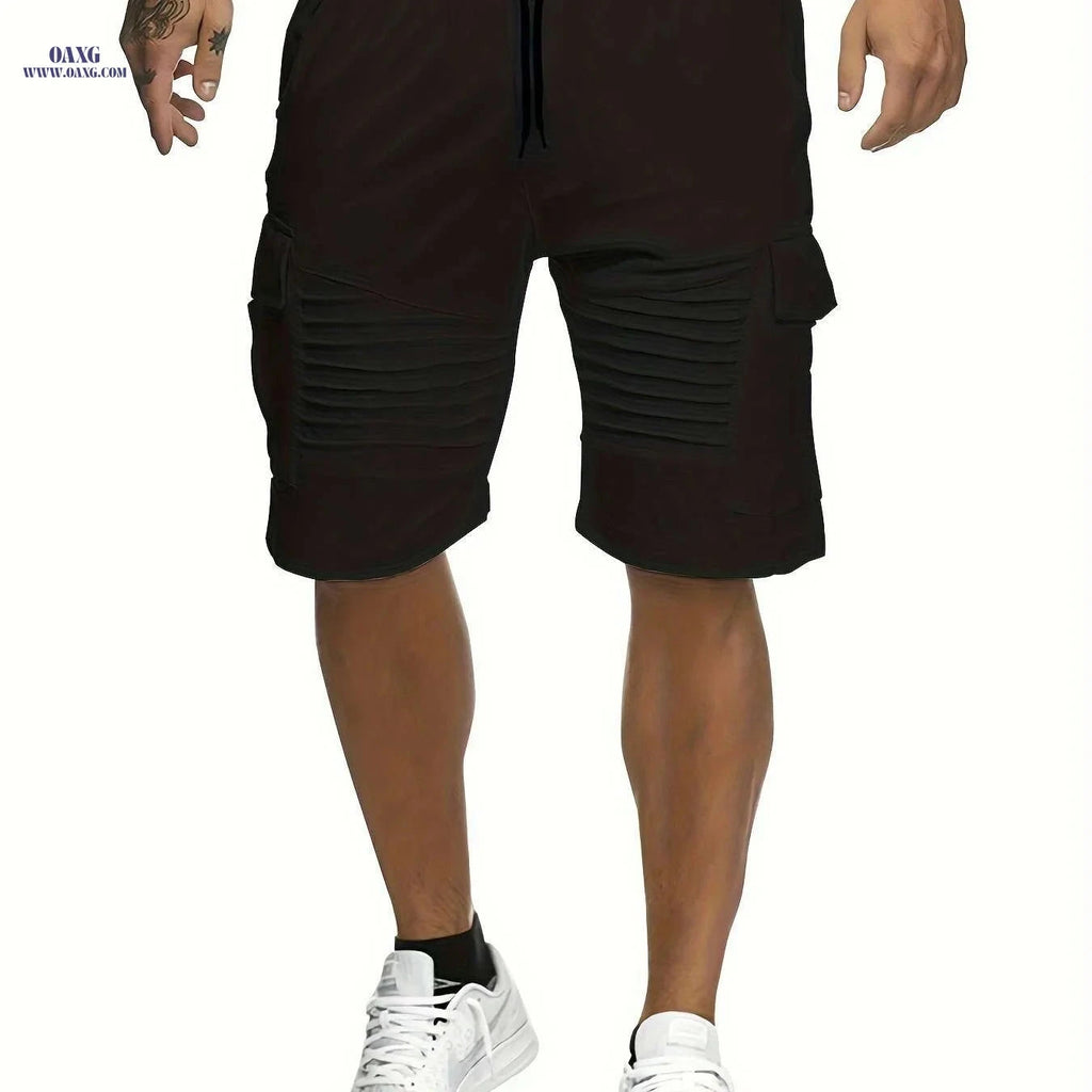 Lightweight Striped Athletic Shorts for Men - Casual Gym Wear   OAXG Black / XS