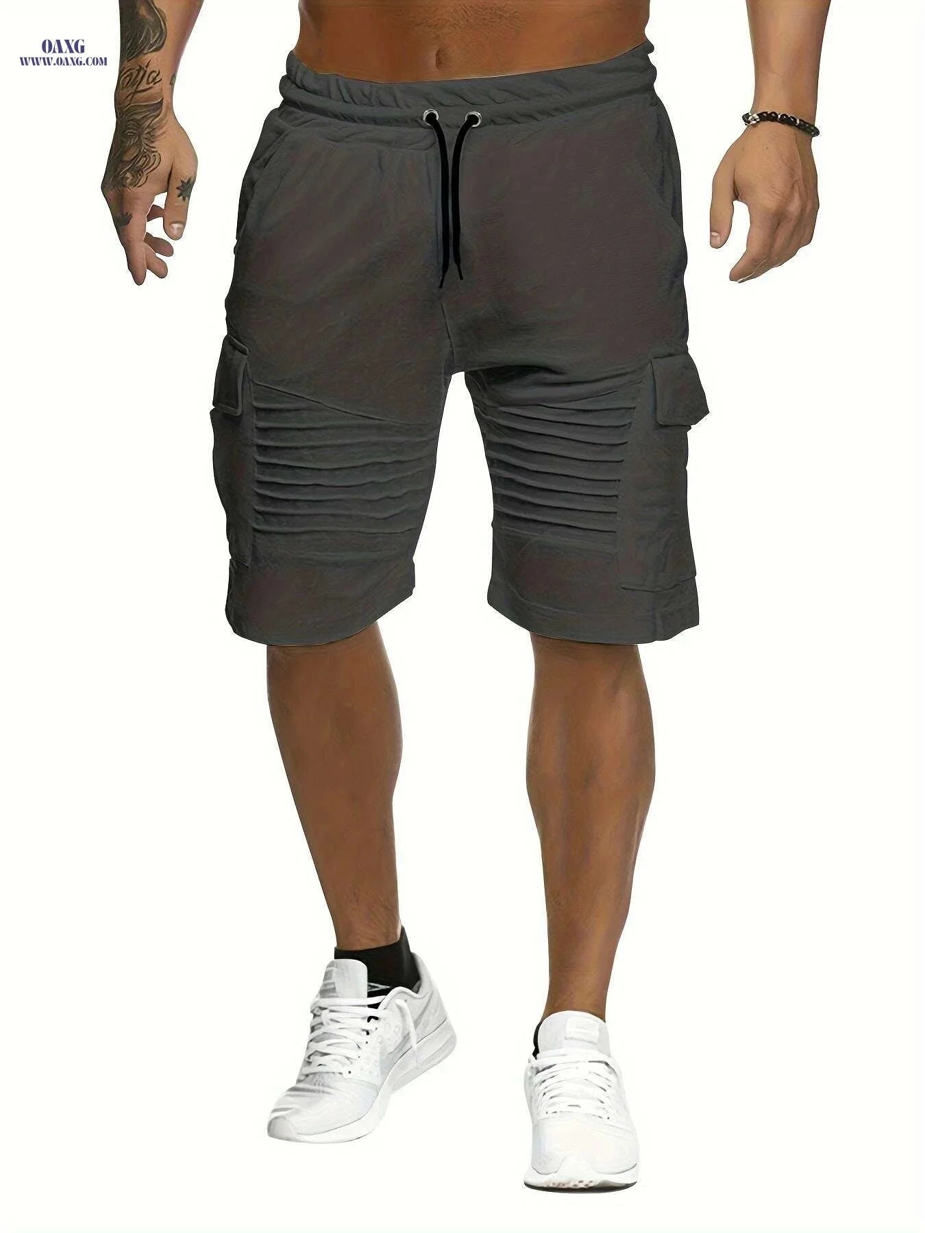 Lightweight Striped Athletic Shorts for Men - Casual Gym Wear   OAXG Black / XS