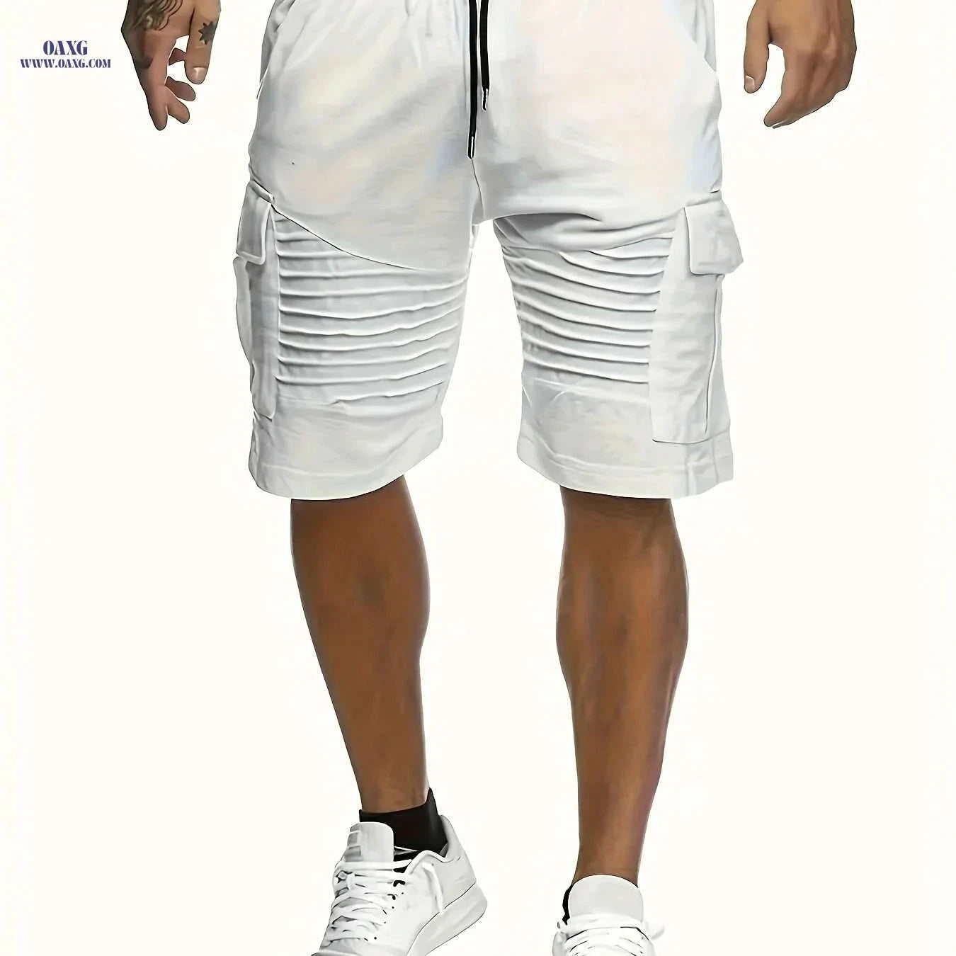 Lightweight Striped Athletic Shorts for Men - Casual Gym Wear   OAXG Black / XS