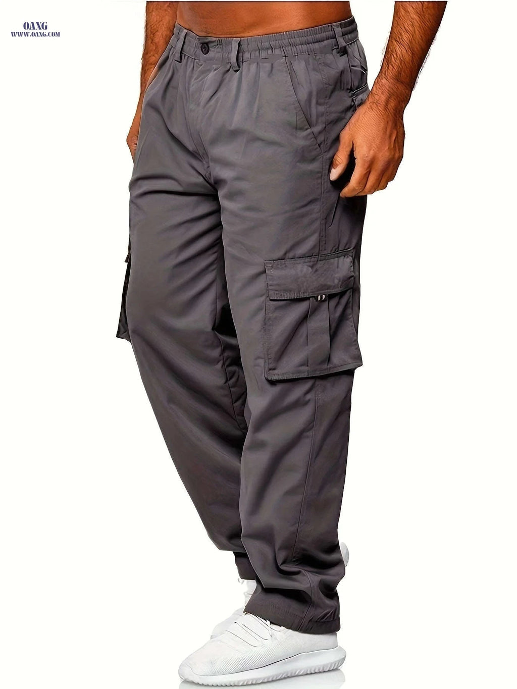 Lightweight Summer Cargo Pants for Men - Breathable, Casual Fit Olive Green   OAXG Black / FR S