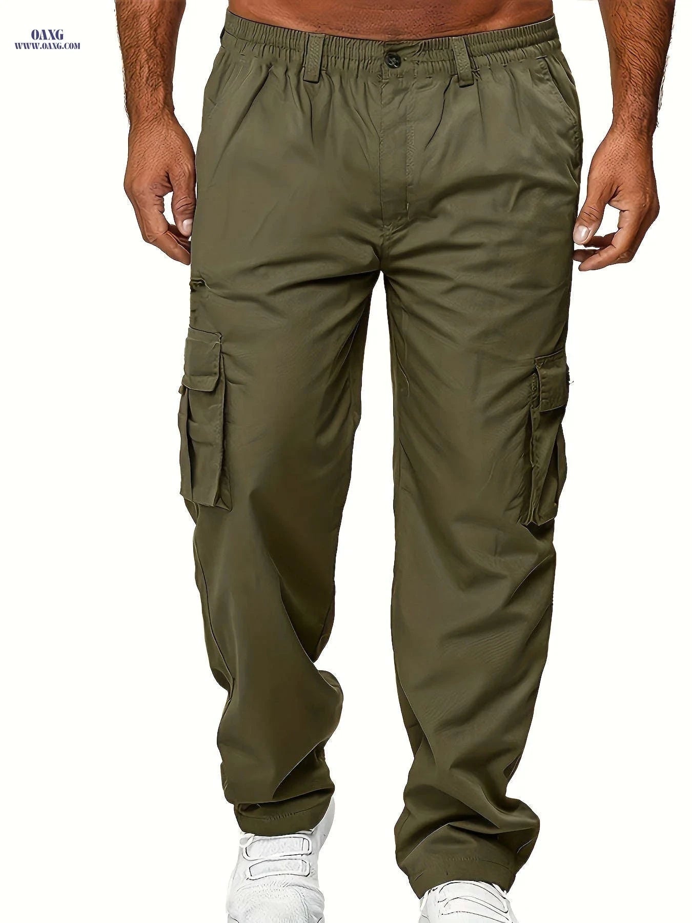 Lightweight Summer Cargo Pants for Men - Breathable, Casual Fit Olive Green   OAXG 