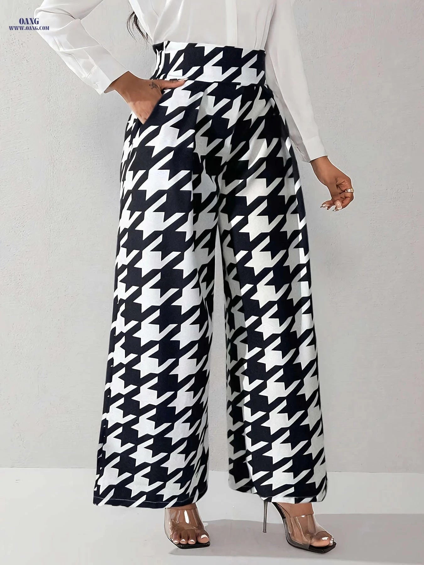 Lingshuangxing Women's High-Waisted Straight-Leg Pants - Casual Elegance   OAXG Black / L