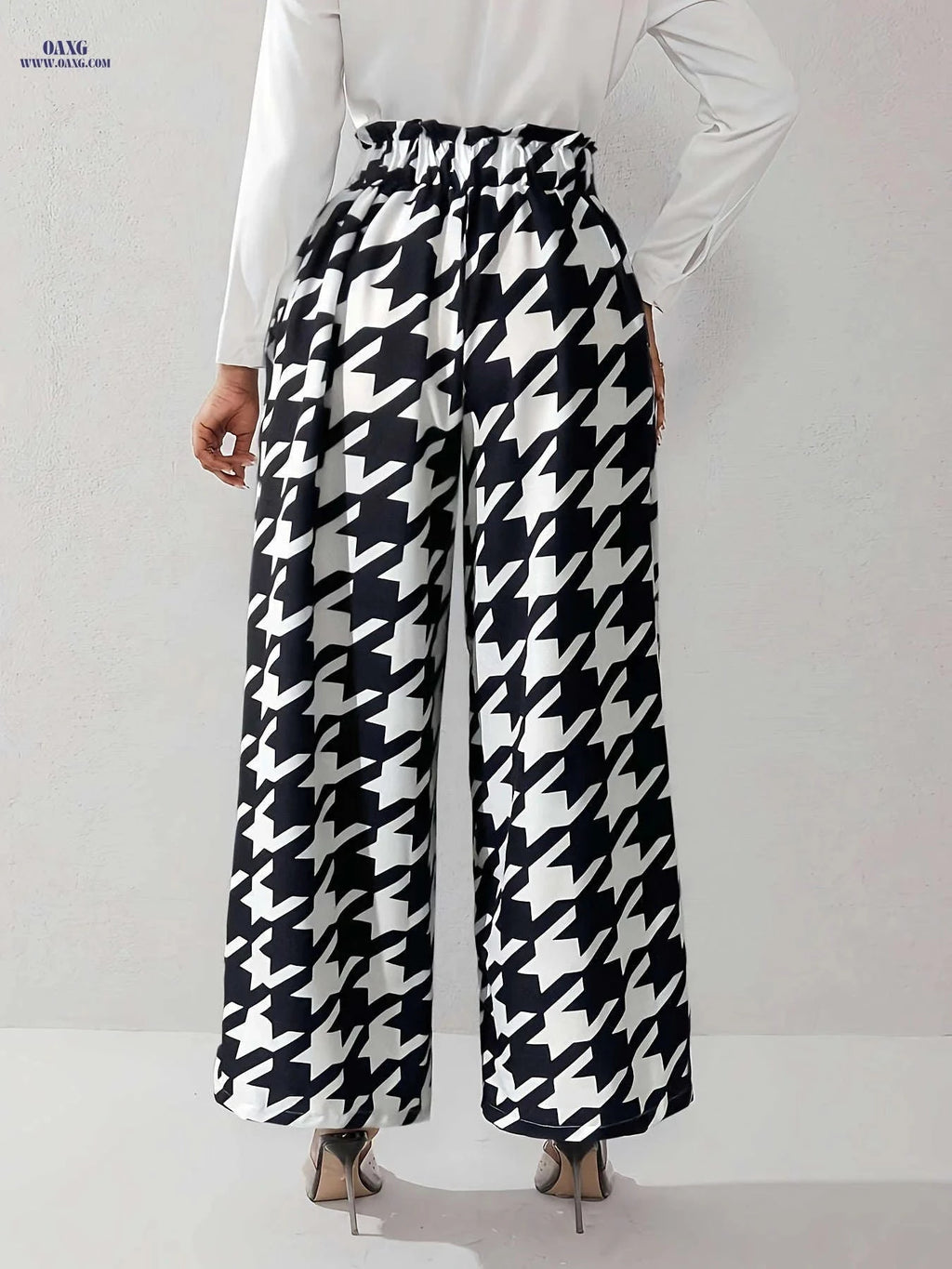 Lingshuangxing Women's High-Waisted Straight-Leg Pants - Casual Elegance   OAXG Black / L