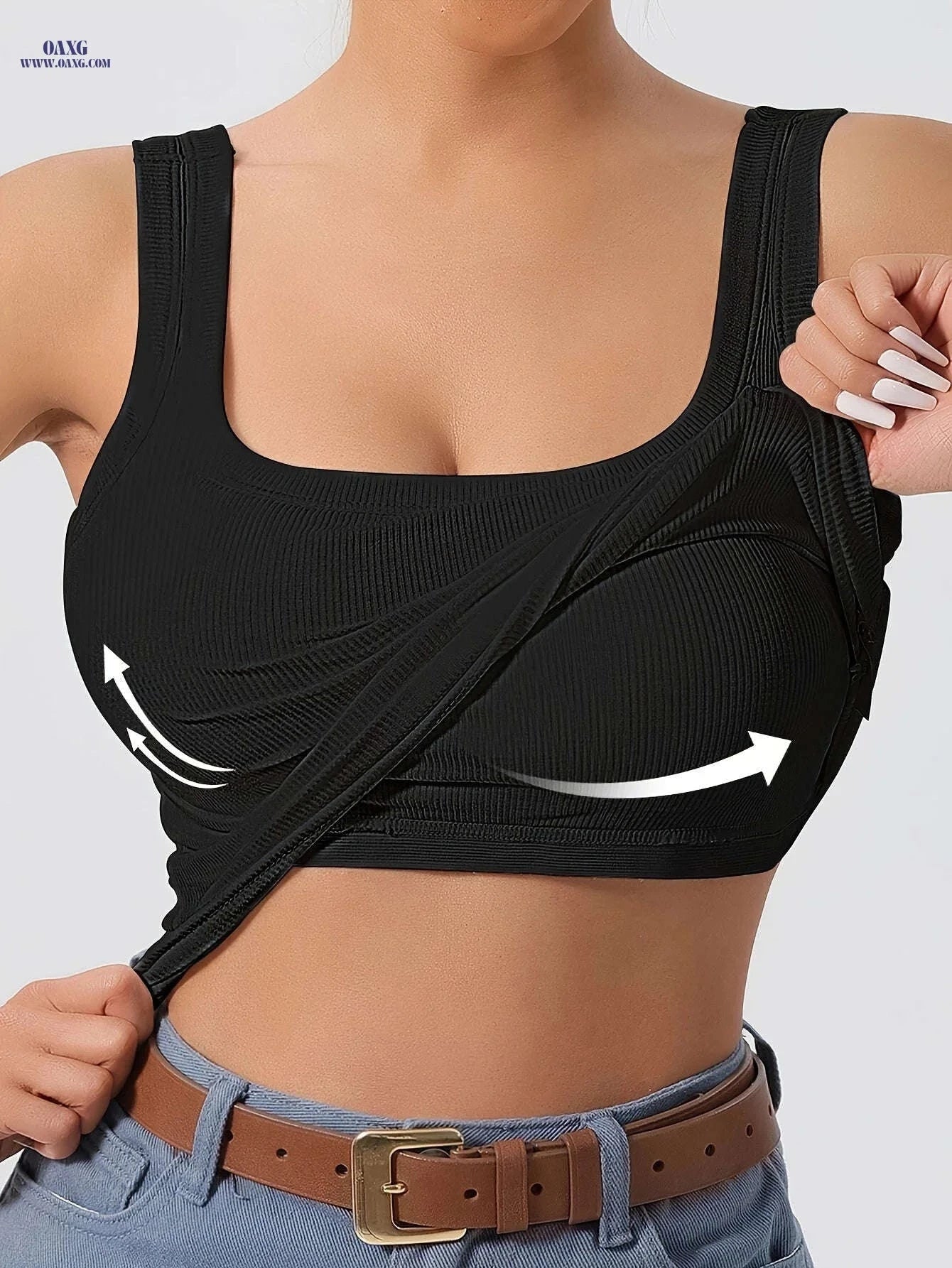 LIYAOYAO Women's Sleeveless Top - Fitted, Removable Padding, Casual   OAXG Black / XS