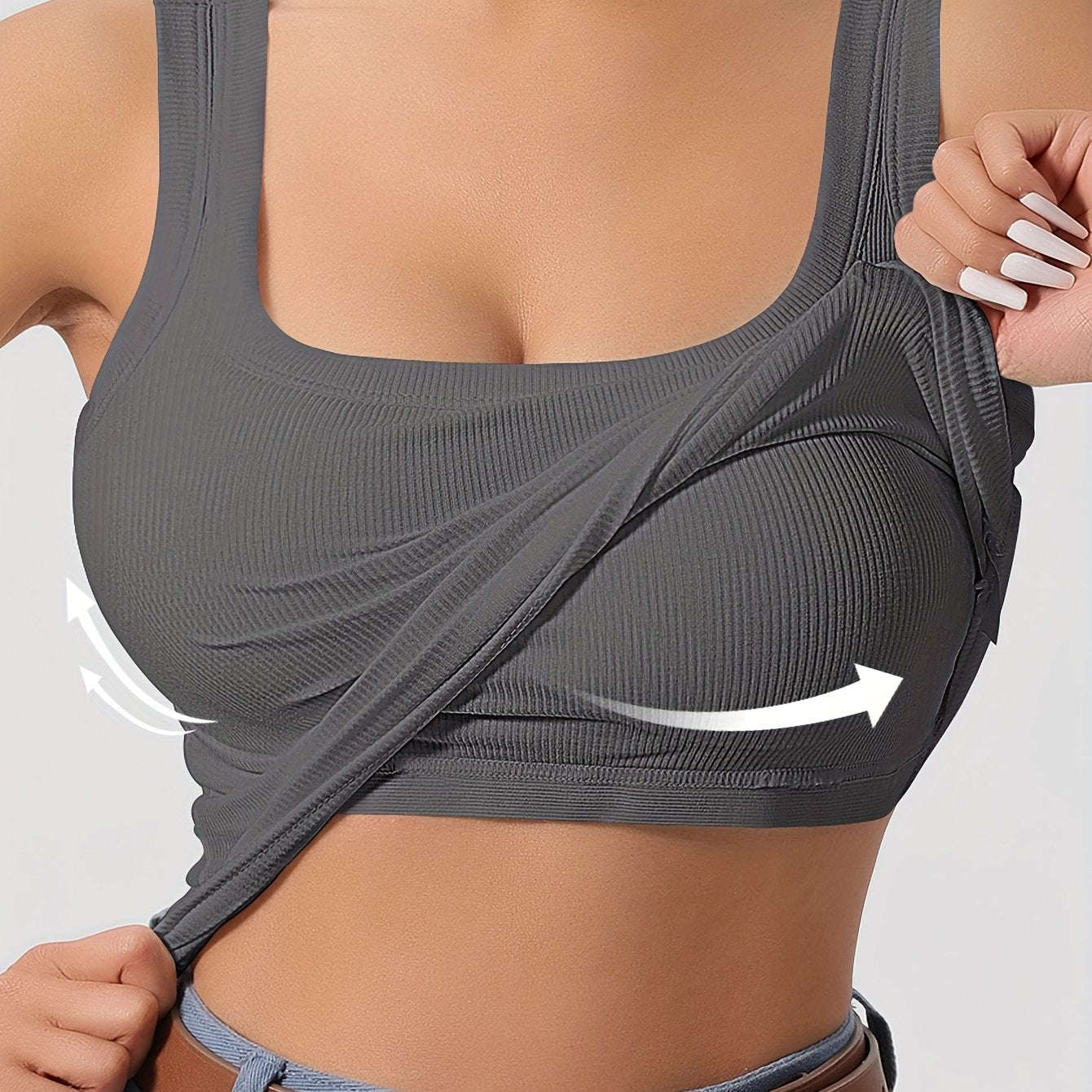 LIYAOYAO Women's Sleeveless Top - Fitted, Removable Padding, Casual   OAXG Black / XS