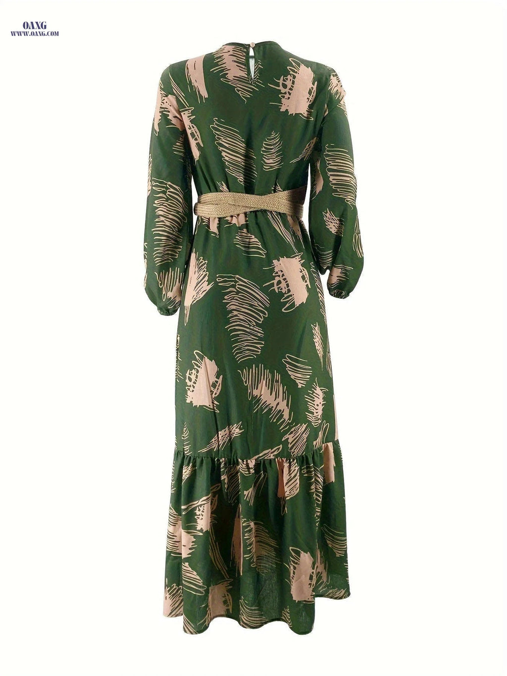 Long Muslim Dress with Middle Eastern Prints - Casual Color Block Style   OAXG 