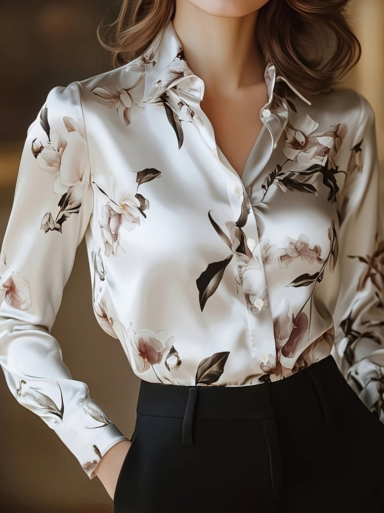 Long-Sleeve Button- Shirt, Classic Collar, Medium Stretch and Machine Washable, Suitable for Office, Commute, or Formal Events, Office Wear, Refined Casual, Smooth Texture   OAXG Mixed colors / S
