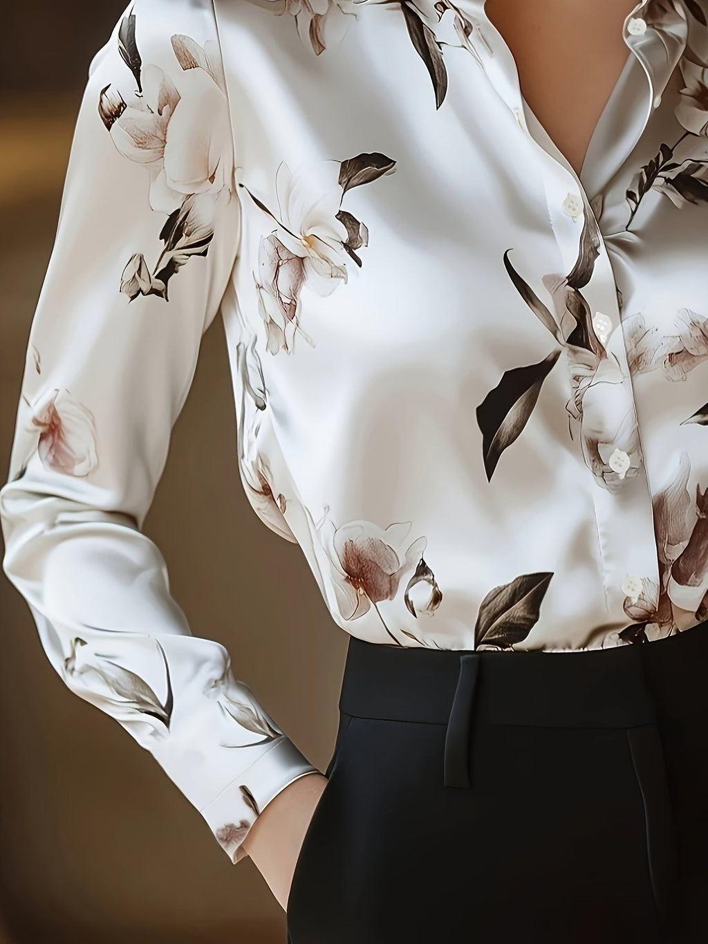Long-Sleeve Button- Shirt, Classic Collar, Medium Stretch and Machine Washable, Suitable for Office, Commute, or Formal Events, Office Wear, Refined Casual, Smooth Texture   OAXG Mixed colors / S