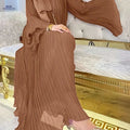 Long Wrinkled Style Robe - Ruffle Sleeve, Solid Color Design   OAXG 