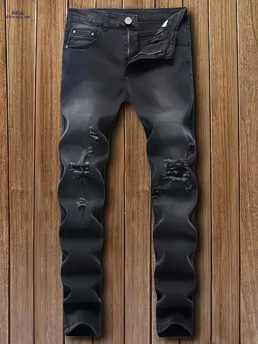 LONGBIDA Men's Skinny Ripped Denim Jeans - Casual Stretch Trousers   OAXG 
