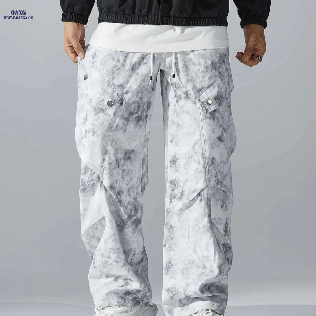 Loose Fit Camouflage Cargo Pants - Men's Streetwear, Multiple Pockets   OAXG 
