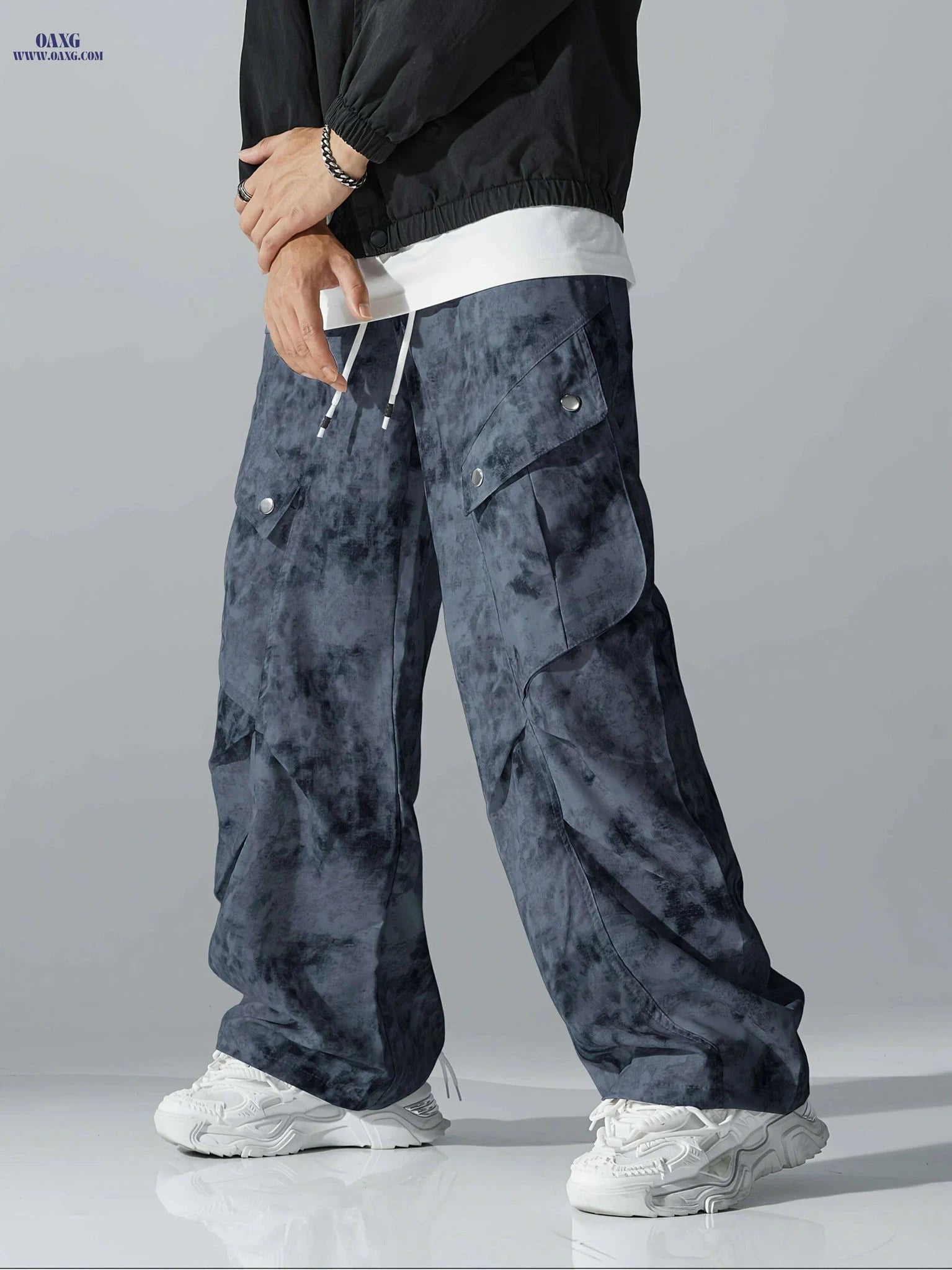 Loose Fit Camouflage Cargo Pants - Men's Streetwear, Multiple Pockets   OAXG Ivory White / S