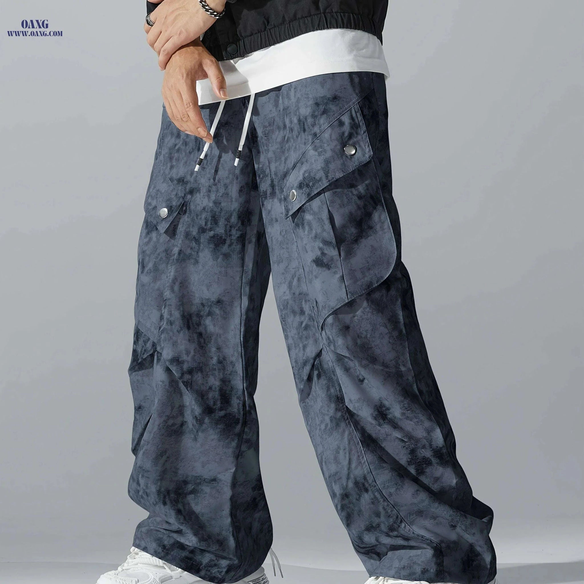 Loose Fit Camouflage Cargo Pants - Men's Streetwear, Multiple Pockets   OAXG Ivory White / S