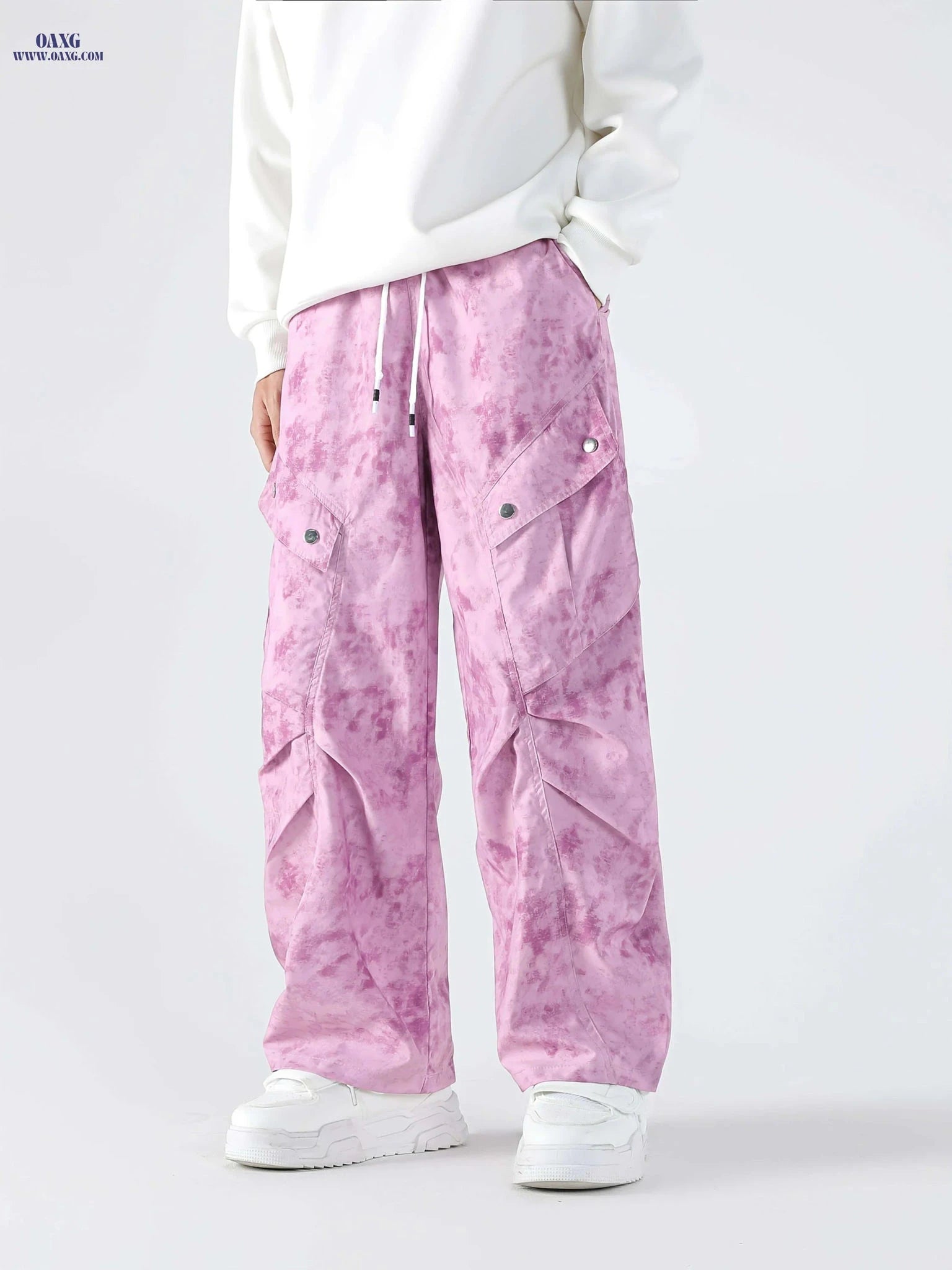 Loose Fit Camouflage Cargo Pants - Men's Streetwear, Multiple Pockets   OAXG Ivory White / S